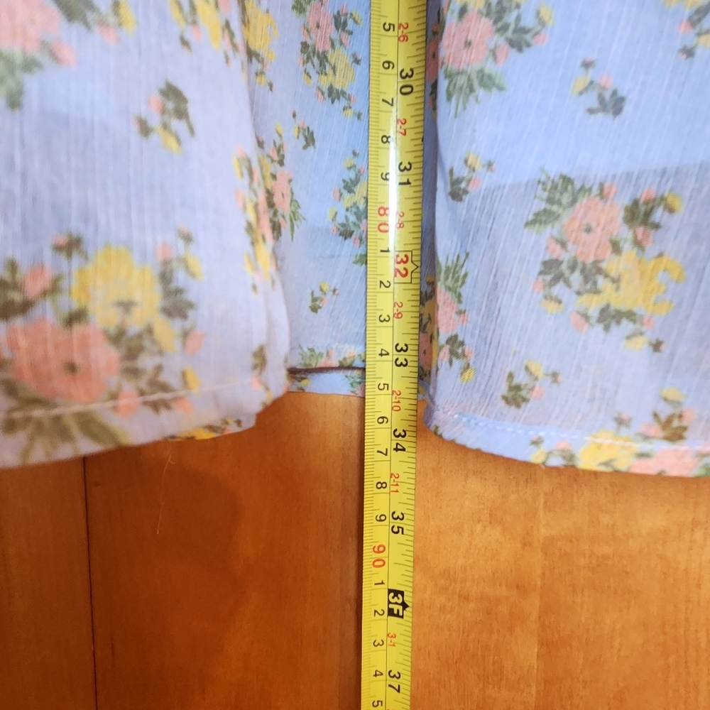Eddy Women's One Of A Kind Sample Sky Blue Floral Midi Skirt, Size S NWT - Picture 6 of 7